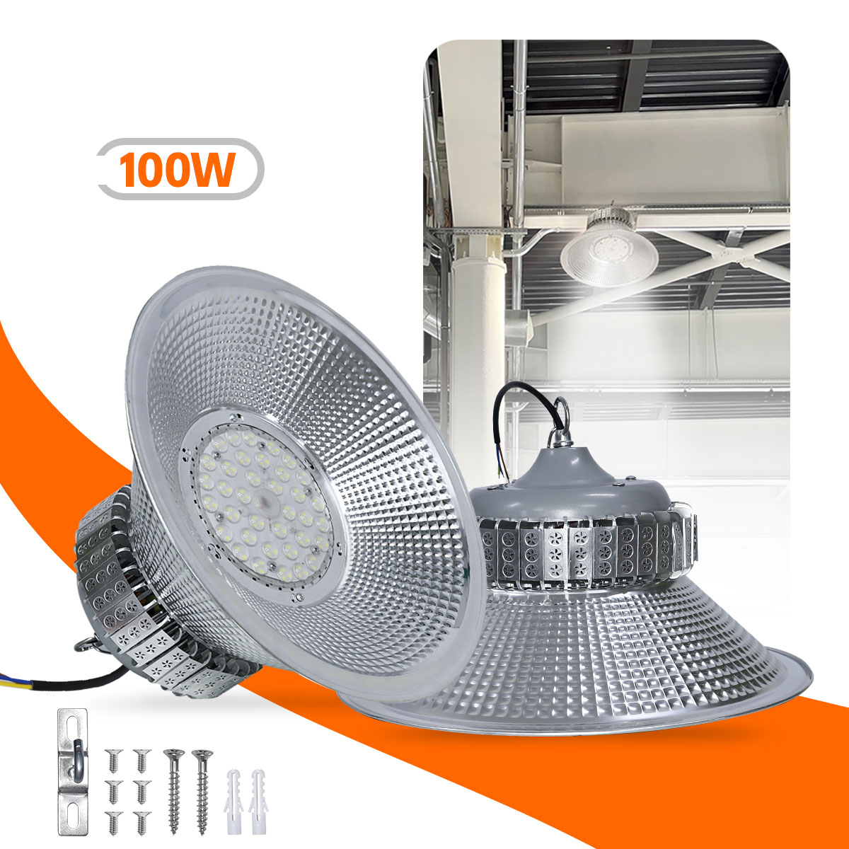 Luminaria Refletor Led High Bay 100w Bivolt Galpoes Fabricas Supreo