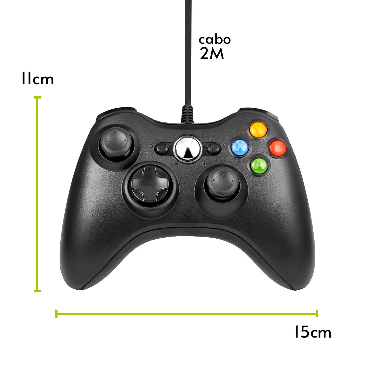 Controle Usb Com Fio Para Xbox 360 Computador Notebook Branco em