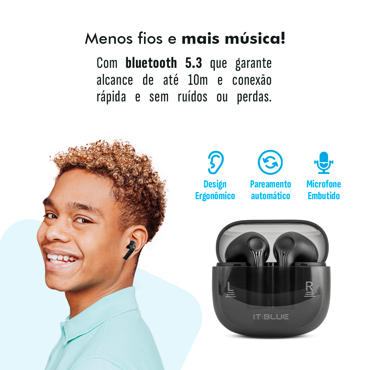 Fone Ouvido Bluetooth 5.3 Sem Fio Par Wireless 18h Bateria - Supreo