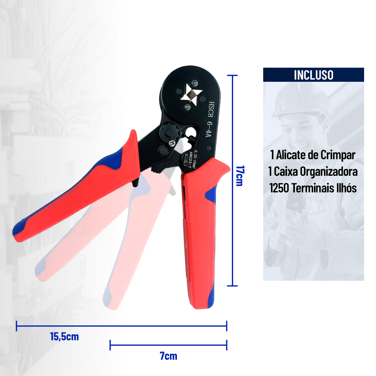 Alicate Prensa Terminal Tubular Crimpar Ilhos Ate Mm Supreo